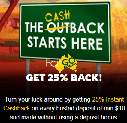 Cashback rewards for Fair Go Casino players